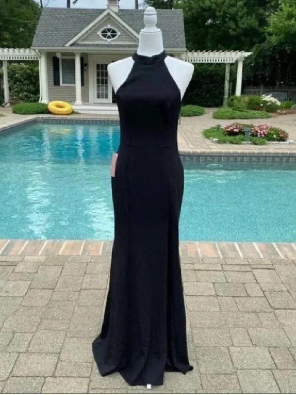 NWT Anthropologie BHLDN Juliana High-Neck Halter Maxi Dress Black 10